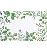 SHACOS 50 PCS Green Leaves Eucalyptus Paper Placemats 11x17 inch Disposable Paper Place Mats for ...