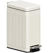 SolaceCove Small Bathroom Trash Can with Lid Soft Close, Step Pedal, 6 Liter / 1.6 Gallon Stainle...