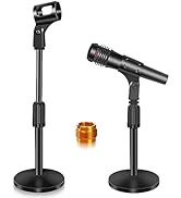 2 Pack Mic Stand Desk, Desktop Microphone Stand Adjustable Microphone Holder Table Mic Stand with...