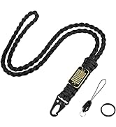 MDSXO Paracord Key Lanyard for Men Black Neck Lanyard for Keys with Cool USA Flag, Long Heavy Dut...
