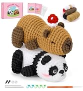 Fortuning's JDS Crochet Kit for Beginners, Panda & Capybara Crochet Animal Kits, Easy Crochet Kit...