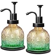 Amolliar 8 Oz Vintage Glass Bathroom Soap Dispensers with Pump, 2 Pack Refillable Kitchen Dish So...