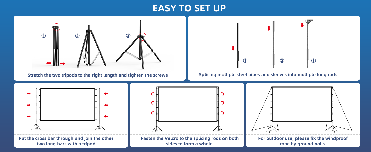 vamvo Projector Screen with Stand 120 inch