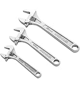MAXPOWER 3PCS Adjustable Wrench Set, 6-Inch 8-Inch 10-Inch Heavy Duty Shifter Movable Spanner wit...