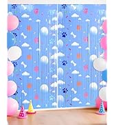 Paw Birthday Decorations, Calmi 2 Pack Blue Dog Theme Party Supplies 3.3 x 6.6ft Foil Fringe Curt...