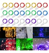 WATERGLIDE 24 Pack Fairy Lights Battery Operated (Included), 6.5ft 20 LED Mini String Lights, Wat...