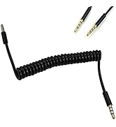 3.5mm Male to Male Jack 4 Pole Extension Aux Audio Coiled Spiral Cable 3.25 Feet for Smartphones,...