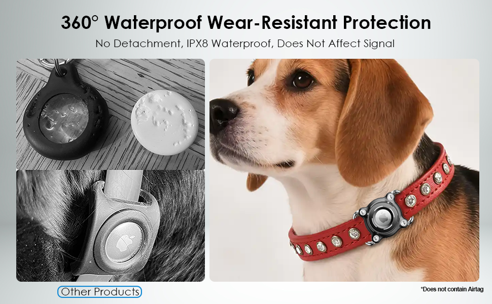 Dog Collar Airtag Holder with 360 ° Comprehensive Protectio