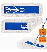 2 Pack 24 Inch Industrial Cotton Dust Mop Head Refill, Dust Mop Replacement Head for Commercial &...