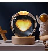 JANARARY 3D Galaxy Crystal Ball Night Light for Gifts with Colorful LED Light Base, Color Changin...