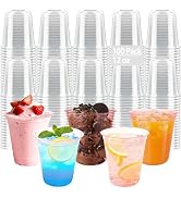 Homewarm 100 Pcs Clear Plastic Cups Disposable – 12 oz Stemless Wine Glasses Party Cups Cocktail ...