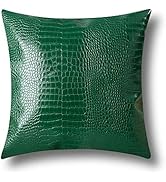 Artscope Throw Pillow Covers Cases for Couch Sofa Home Decoration Solid Dyed Crocodile PU Faux Le...