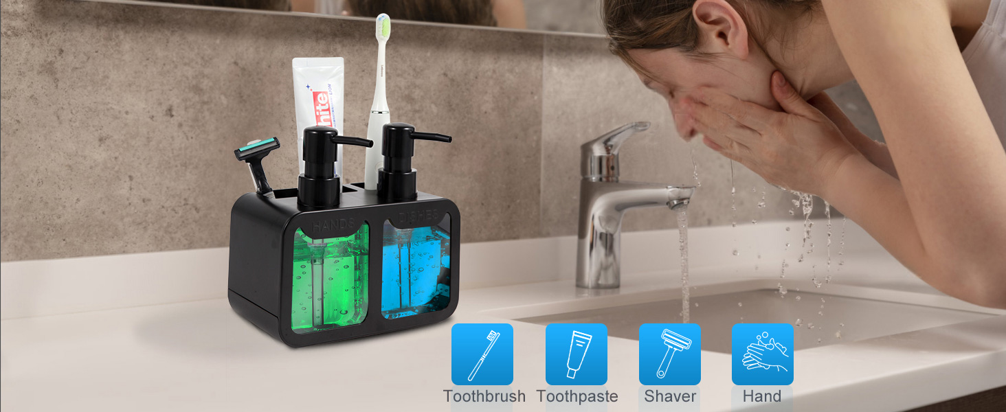 hand and dish soap dispenser set with sponge holder