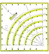 Fbshicung 8 Inch Acrylic Quilting Ruler Multifunctional Arcs & Fans Square Quilt Circle Cutter Ru...