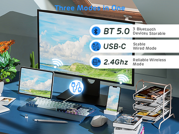 hot swap RK84 three modes Bluetooth mechanical keyboard TKL wireless mechanical keyboard
