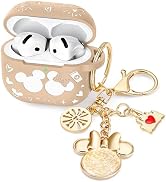 (with Cute Keychain) Girovo Compatible with Apple Airpods 4 Case 2024 Women, Soft Silicone Two-To...
