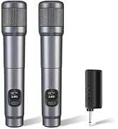 LUVUMVLT Wireless Microphone, Dual Handheld Dynamic Mic with Rechargeable Receiver, 40H Duration,...