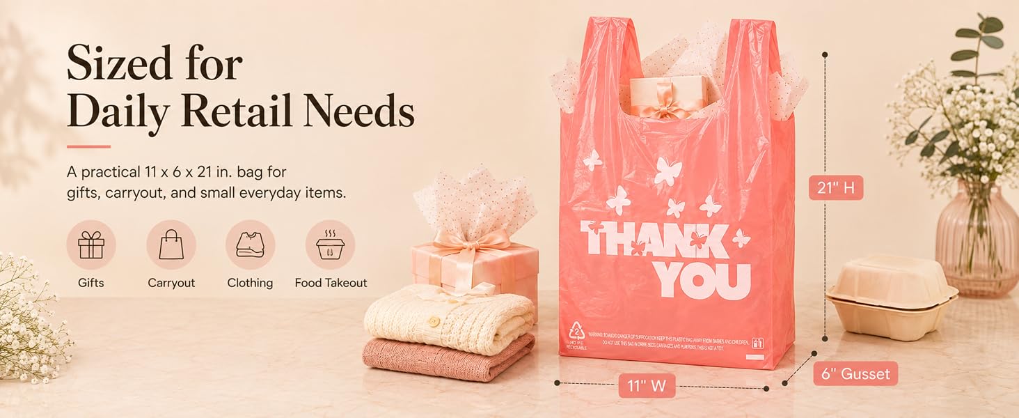 Pink Thank you t shirt bag