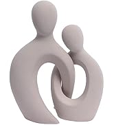 Quoowiit Ceramic Couple Sculptures for Home Decor, Abstract Lover Statue for Shelf Decor Office D...