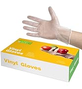 Disposable Vinyl Gloves, Food Prep, Cleaning - Powder & Latex Free - Medium, Small, Large, 100 Co...