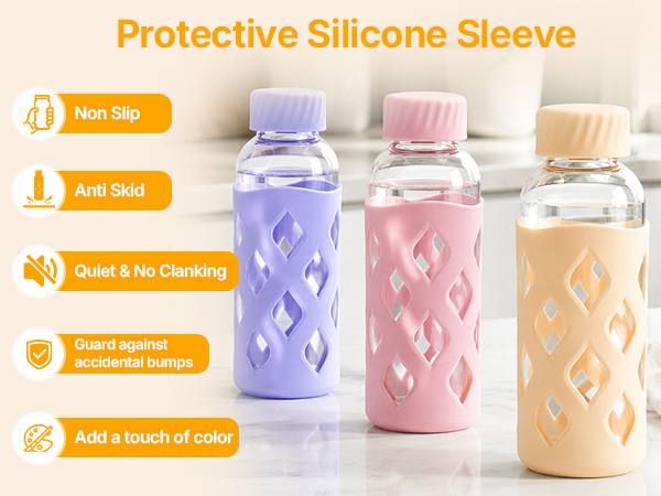 glass juice bottles with lids and straws 16oz, leak proof, bpa free