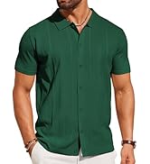 COOFANDY Mens Knit Shirt Short Sleeve Button Down Shirts Casual Summer Beach Vintage Polo Shirts