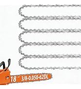 5-Pack 18-inch Chainsaw Chains 3/8 LP Pitch .050" Gauge 62 Drive Links, Fit Homelite, Husqvarna, ...