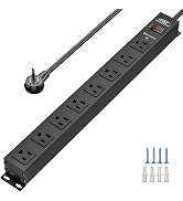 CRST 8 Outlet Metal Heavy Duty Power Strip with Switch, 15A/1875W Mountable Power Strip Surge Pro...