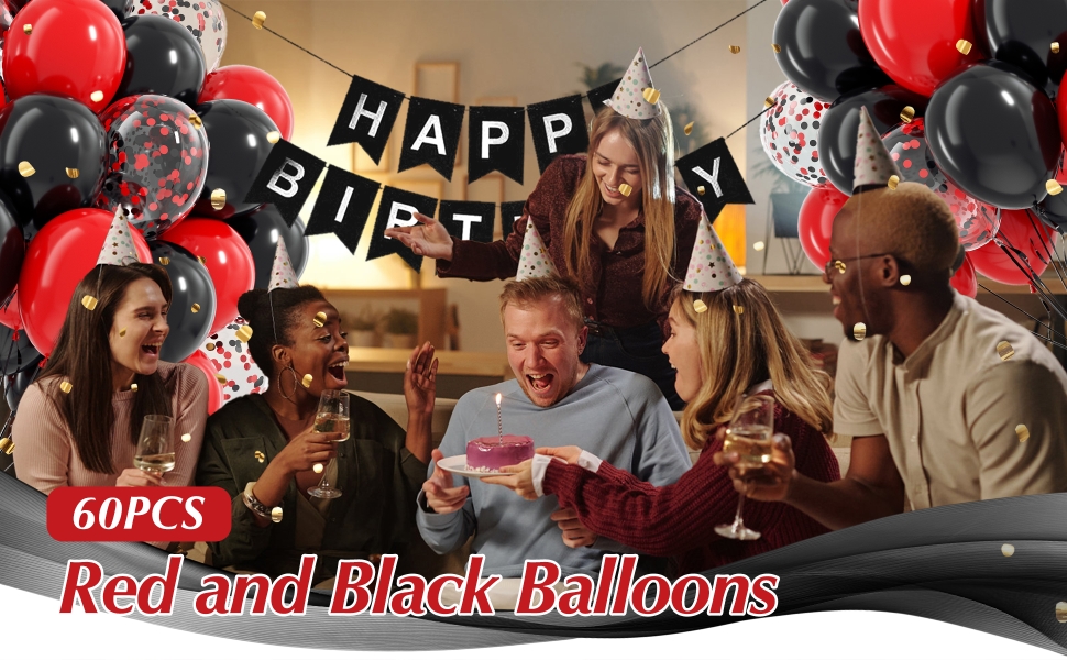 red and black balloons