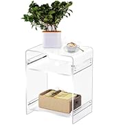 Wymexen Clear Acrylic End Table,Acrylic Side Table 3-Tier Bedside nightstand for Living Room, Bed...
