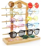 Pumtus Bamboo Glasses Display Holder, 10-Pair Tabletop Sunglasses Rack Stand, Eyewear Riser Organ...