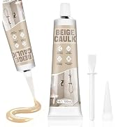 Beige Caulk, Silicone Caulk for Bathroom Shower Kitchen Tile Floor Sealing, Waterproof, Stronger ...