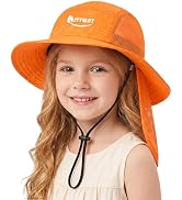IVYWNT Kids Sun Hat with Removable Neck Flap, Summer UV Protection Beach Fishing Bucket Hat for B...