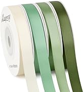 Mauproy 3/8 Inch Green Satin Ribbon, 4 Rolls Total 40 Yards, Double Faced Mixed Green Thin Ribbon...