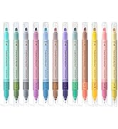 WRITECH Dual Tip Highlighter Markers: Aesthetic Fine & Chisel Tip Pastel Vintage Marker Multicolo...