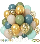 Paready Sage Green Blue Balloons Set, 50Pcs Dusty Blue sage green Balloons, 12 Inch Metallic Conf...