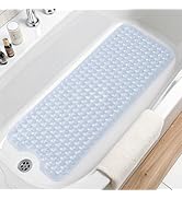 Arotive Bath Tub and Shower Mats, Extra Long Non-Slip 39 x 15 Inch Bath Mat with Drain Holes and ...