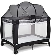 Beberoad Love Pack N Play Tent Cover Mosquito Net with 2-Way Zipper for Travel Crib/Playpen (Black)