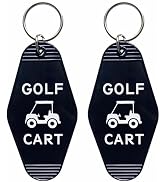 Jgrprlq 2pcs Golf Cart Keychain Plastic Retro Motel Golf Cart Key Chain for Women Men