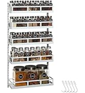 X-cosrack Wall Mount Spice Rack Organizer 5 Tier Height-Adjustable Hanging Spice Shelf Storage fo...