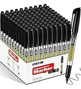 SFAIH 100 Black Permanent Markers Bulk -1s Quick Drying, Fine Point Markers for Write Mark, Schoo...