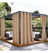 SpaceDresser Outdoor Curtains for Patio Waterproof, 1 Panel Non-See-Through Linen Curtains with G...