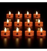 Wondise Halloween Tea Lights 6H Timer Flameless Votive Candles Battery Operated Candles 12 Pack L...
