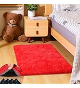 Mhyup 2x3 Red Rug for Bedroom Living Room, Fluffy Small Area Rug Soft Shag Carpet for Kids Boys a...