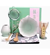 Joyscale Matcha Whisk Set Pale Green, Matcha Bowl with Spout 8 Pcs Matcha Kit Set for Making Brea...