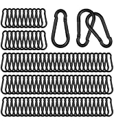 100PCS 2.36'' Spring Snap Hook Carabiner, M6 1/4Inch Galvanized Black Steel Carabiner Clip, 260LB...