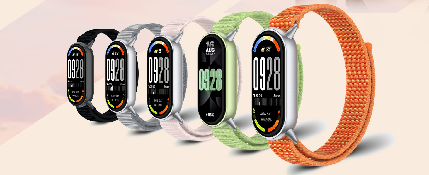 Series of decorative Halloween Mickey Mouse-themed smart watch bands in orange and black colors, featuring pumpkin and bat motifs.