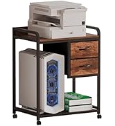 Unionly Large Printer Stand with 2 Fabric Drawers, Mobile Printer Table with Wheels and Computer ...