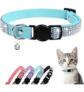 Rhinestone Cat Collar Breakaway, Soft Velvet Cat Collars with Bell, Adjustable Comfortable Cats C...