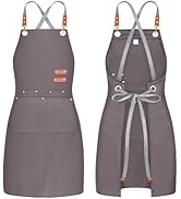 BeLuyi chef apron bib tool apron for man woman cross back straps with 4 pockets for kitchen cooki...
